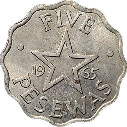 Монета 5 песев 1965 Гана