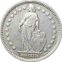 Монета 1 франк 1944 Швейцария
