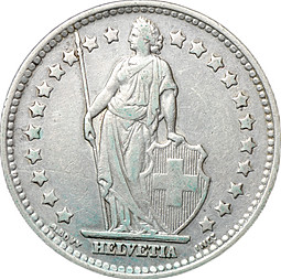 Монета 1 франк 1945 Швейцария