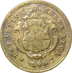 Монета 10 сентимо 1946 Коста-Рика