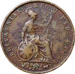 Монета 1/2 пенни 1853 Великобритания