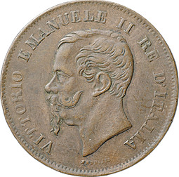 Монета 5 чентезимо 1861 N - Неаполь Италия