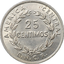 Монета 25 сентимо 1948 Коста-Рика