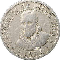 Монета 10 сентаво 1939 Никарагуа