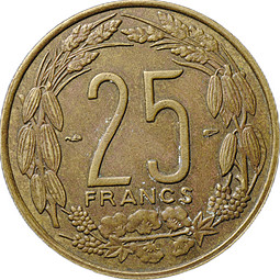 Монета 25 франков 1958 Камерун Французская Экваториальная Африка