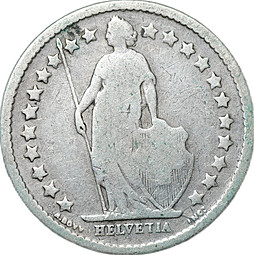 Монета 1/2 франка 1898 Швейцария