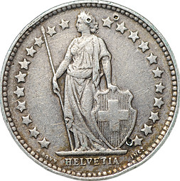 Монета 1/2 франка 1921 Швейцария