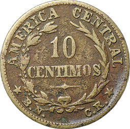 Монета 10 сентимо 1942 Коста-Рика