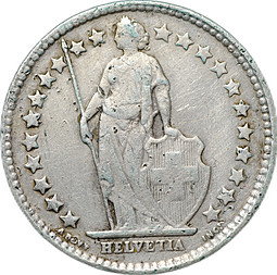 Монета 1/2 франка 1906 Швейцария