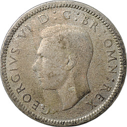 Монета 6 пенсов 1942 Великобритания