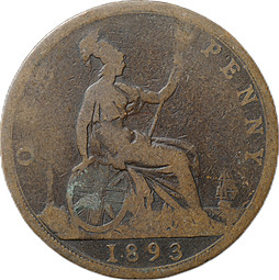 Монета 1 пенни 1893 Великобритания