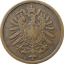 Монета 2 пфеннига 1874 C - Франкфурт-на-Майне Германия