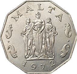 Монета 50 центов 1972 Мальта