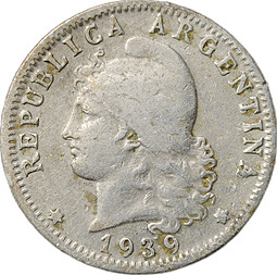 Монета 20 сентаво 1939 Аргентина