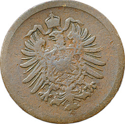Монета 1 пфенниг 1875 A - Берлин Германия