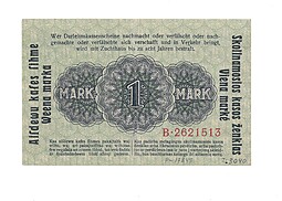 Банкнота 1 марка 1918 Ковно немецкая оккупация Литвы