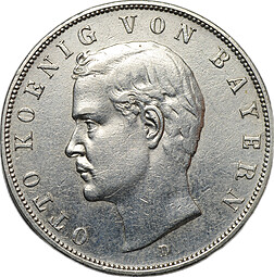 Монета 3 марки 1908 D Бавария Германия