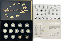 Набор 12 долларов 2008 Европейская коллекция столицы Европы Либерия 26 монет (1/2 oz)