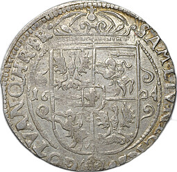 Монета 1/4 талера (ортсталер, орт) 1624 Сигизмунд III Польша Речь Посполитая