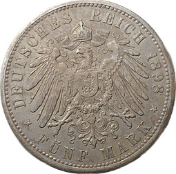 Монета 5 марок 1898 А Пруссия Германия