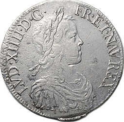 Монета 1 экю 1648 Людовик XIV Франция