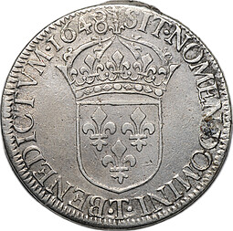 Монета 1 экю 1648 Людовик XIV Франция