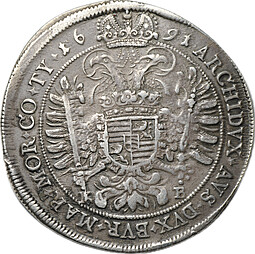 Монета 1 талер 1691 Венгрия