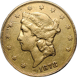 Монета 20 долларов 1878 S - Сан-Франциско США