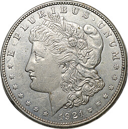 Монета 1 доллар 1921 D США