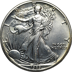 Монета 1 доллар 1989 Шагающая свобода США