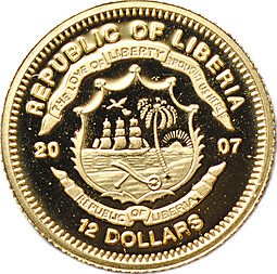 Монета 12 долларов 2007 Иисус и 12 апостолов Либерия