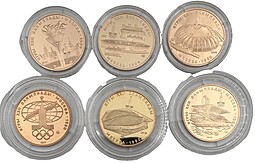 Набор Олимпиада 80 в Москве 100 рублей 1977-1980 золото ПРУФ 6 монет