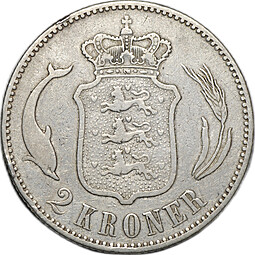 Монета 2 кроны 1875 Дания