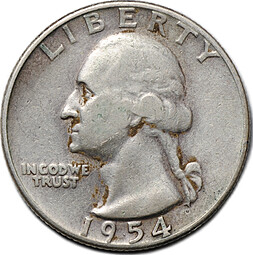 Монета Квотер (1/4 доллара) 1954 США
