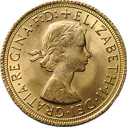 Монета 1 соверен (фунт) 1967 Великобритания