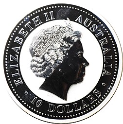 Монета 10 долларов 2001 Год змеи Лунар Австралия