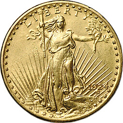 Монета 20 долларов 1924 США