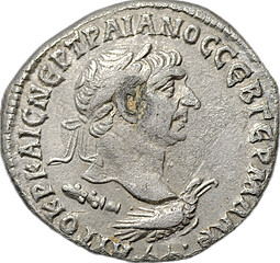 Монета Тетрадрахма 111 - 112 Траян Бюст на орле | Мелькарт-Геракл Финикия