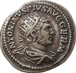 Монета Антониниан 216 Каракалла Венера, в руке Викториола Римская Империя