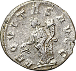 Монета Антониниан 247 - 249 Филипп II Араб Эквитас с рогом изобилия Римская Империя