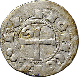 Монета Денарий 1222 - 1249 Раймунд VII  Графство Тулуза, Франция