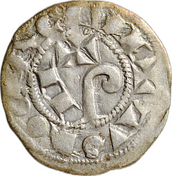 Монета Денарий 1222 - 1249 Раймунд VII  Графство Тулуза, Франция