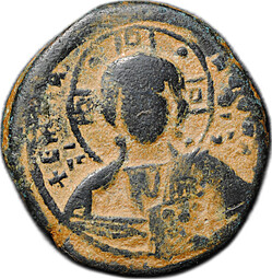 Монета Фоллис 1028 - 1034 Роман III Аргир Христос Пантократор Византия