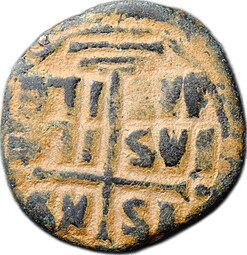 Монета Фоллис 1028 - 1034 Роман III Аргир Христос Пантократор Византия