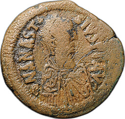Монета Фоллис 498 - 518 Анастасий I  Византия