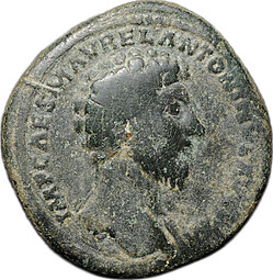 Монета Сестерций 161 - 162 Марк Аврелий Луций Вер Римская Империя