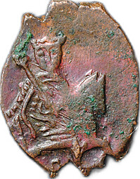 Монета Копейка медная 1655-1663 ПСК Алексей Михайлович Псков Медный бунт