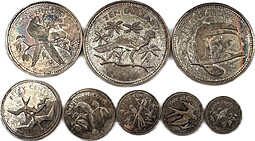 Годовой набор монет 1, 5, 10, 25, 50 центов 1, 5, 10 долларов 1974 PROOF Белиз