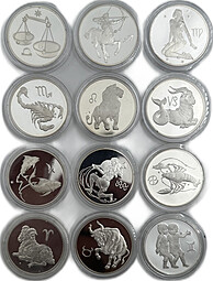 Полный комплект 3 рубля 2003-2004 Знаки Зодиака 12 монет