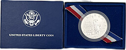 Монета 1 доллар 1986 P 100 лет статуе Свободы Остров Эллис UNC США в футляре